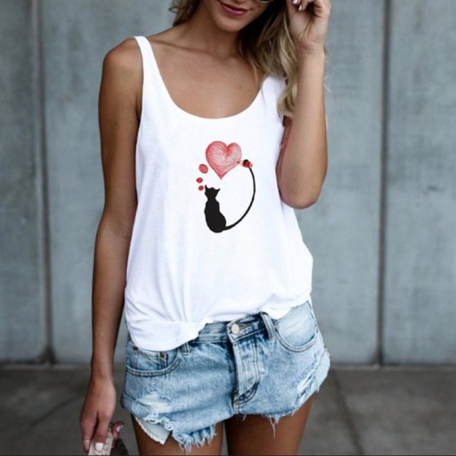 Camiseta de tirantes para mujer con gato