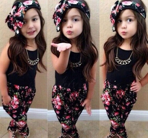 Camiseta de tirantes y pantalón de flores para niña L1440