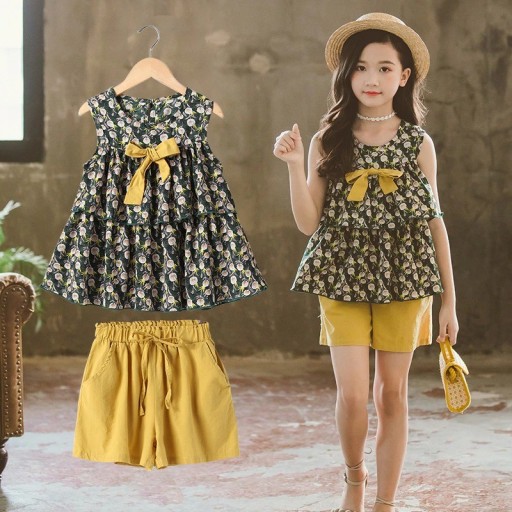 Camiseta de tirantes y pantalones cortos para niñas L1489