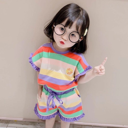 Camiseta e calções para menina L1338