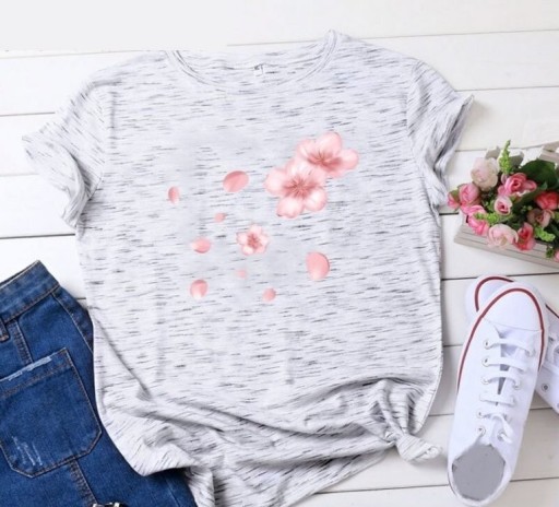 Camiseta mujer con estampado de flores A1303