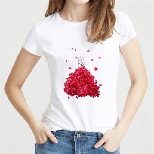 Camiseta mujer con estampado de flores A1316