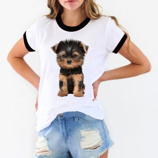 Camiseta mujer con estampado de perro A1320