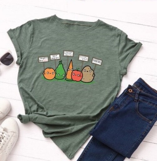 Camiseta mujer con estampado vegetal