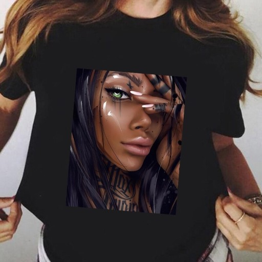 Camiseta negra mujer con estampado A1195