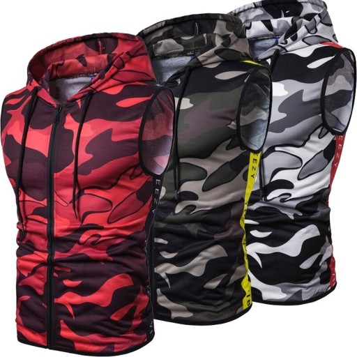 Camiseta sin mangas con capucha para hombre F1840