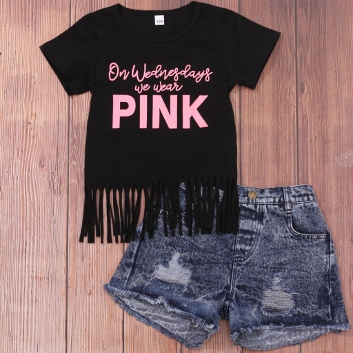 Camiseta y short vaquero niña L1399