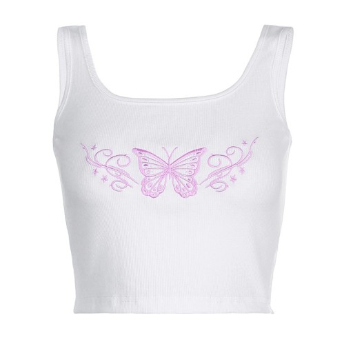 Camisola curta feminina com borboleta