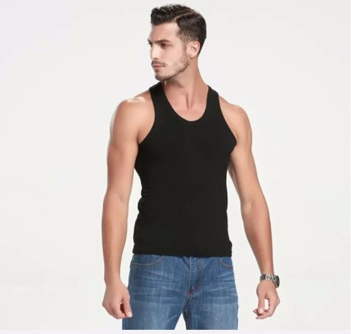 Camisola de alças estilosa preta para homem