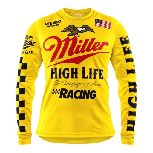 Camisola de motocross de manga longa com impressão de águia no peito e padrão xadrez na manga para condução em terreno