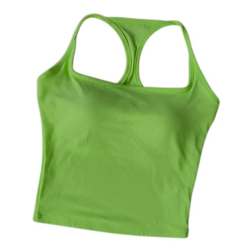 Camisola desportiva feminina com copas embutidas e decote quadrado com costas racerback em corte alongado para pilates e lazer