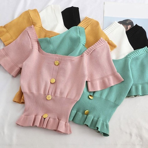 Camisola feminina com botões A1310