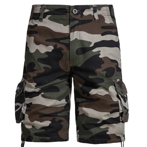 Camouflage outdoorshorts voor heren, gemaakt van katoen, ademende korte broek met zijzak, knielange comfortabele zomershorts voor wandelen en vrije tijd
