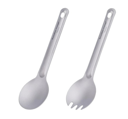 Camping Cutlery Set Spoon and Fork Reusable Lightweight Outdoor Cutlery Silver Set of Camping Utensils
