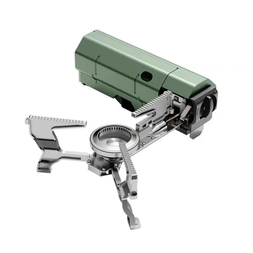 Camping gaskomfur i rustfrit stål 2670 W bærbar, foldbar gasbrænder til gaspatroner diameter 26 cm