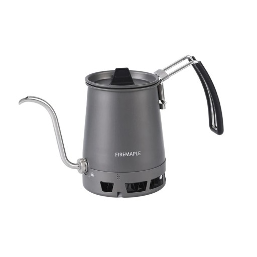 Campingkanna för kaffe 0,35 l Smal svanhals och värmeväxlare Fällbart rostfritt handtag Grå För vandring camping och filterkaffe