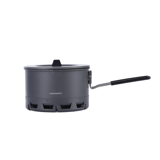Campingtopf für Ramen 0,8 l Wärmetauscher und klappbarer Griff Aluminiumlegierung Silikon und Edelstahl Grau-Schwarz Für Wandern und Camping
