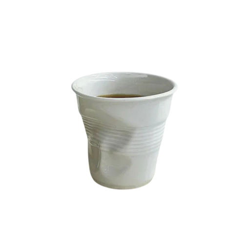 Cana ceramică cu formă zbârcită 200 ml ceramică albă design original pentru cafea ceai și băuturi mai mici pentru acasă și birou