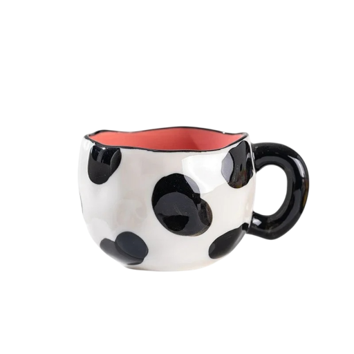 Cana ceramică cu model cu puncte 300 ml dimensiuni 9,5 × 7 cm design decorativ pentru cafea ceai și utilizare zilnică