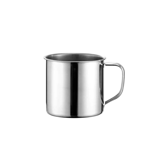 Cana din oțel inoxidabil cu mâner 350 ml 7.7 × 8.3 × 7.6 cm din oțel inoxidabil argintie pentru cafea ceai acasă birou călătorii reutilizabilă