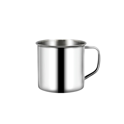 Cana din oțel inoxidabil cu mâner de 200 ml, de culoare argintie, pentru băut cafea, ceai și alte băuturi acasă sau în călătorii