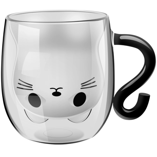 Cana din sticlă cu motiv de pisică 250–300 ml sticlă transparentă cu mâner 13 x 14 cm design drăguț pentru băut cafea, ceai și alte băuturi