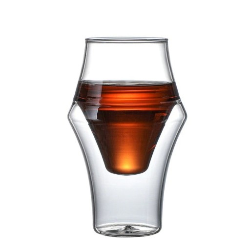 Cana dublu strat din sticlă pentru espresso 335 ml sticlă transparentă cu perete dublu pentru servirea espresso-ului și a băuturilor de cafea mai mari