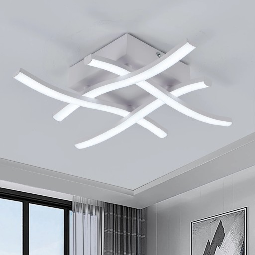 Candeeiro de tecto LED moderno com temperatura de luz ajustável 24 W Iluminação de tecto em forma de hashtag Candeeiro com iluminação LED integrada 40 x 8 cm