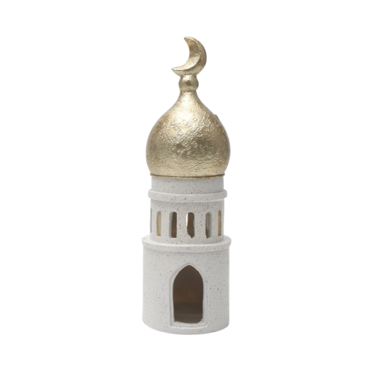 Candelabro de 30 × 9 cm para mezquita musulmana Kaaba con cúpula, decoración islámica para mesa, adorno para coche, vela oriental, artesanía, regalo, decoración del hogar Cutan