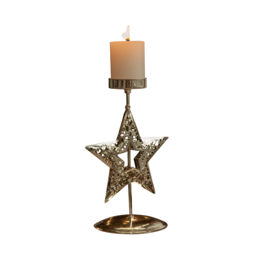 Candelabru de Crăciun cu stea 17 × 11 cm suport decorativ din fier forjat auriu pentru lumânări decorațiune de Crăciun pentru interior