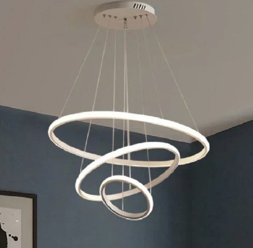 Candelabru LED suspendat de lux alb rece 60W Lampă circulară modernă 90-265V Lampă suspendată cu trei cercuri 60cm 40cm 20cm