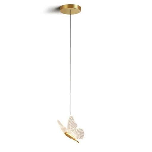Candelabru LED suspendat în formă de fluture din metal în stil Nordic, alb cald, deschiderea aripilor 18 până la 20 cm, pentru dormitor sau deasupra mesei de dining