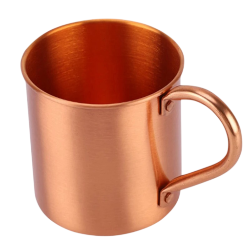 Caneca de cobre com pega 8,2 x 9 cm em cobre na cor cobre para beber café, chá e bebidas frias para casa e em viagem