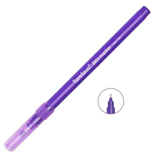 Caneta de marcação para a pele 17 cm Caneta roxa com ponta fina de 0,5 mm para tatuagens e modelagem estética