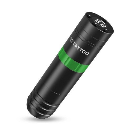 Caneta de tatuagem sem fios com fonte de alimentação portátil e cabo de carregamento USB-C Caneta profissional para tatuagem e maquilhagem permanente Caneta de tatuagem compacta com motor DC sem núcleo e capacidade da bateria de 1500 mAh para iniciantes e profissionais Máquina de tatuagem elétrica silenciosa com ecrã digital 12 x 3 cm