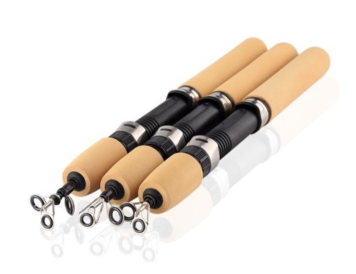 Canna da pesca con manico in legno