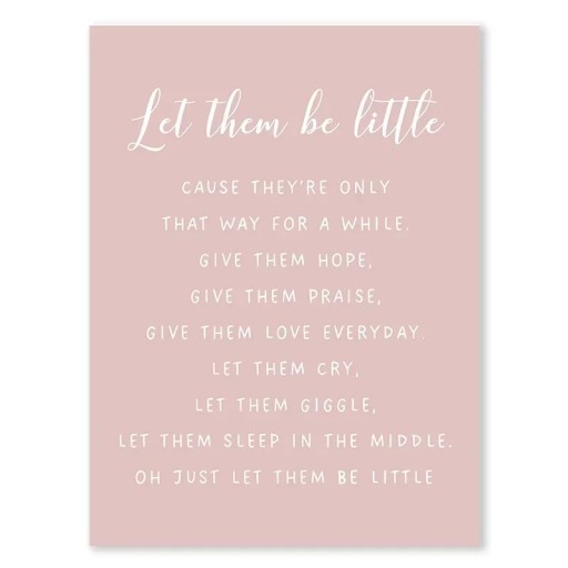Canvas Print 40 x 50 cm Children's Pink Quote Let Them Be Little Motivational Decoration Polyester Canvas Unframed For Girls' Room