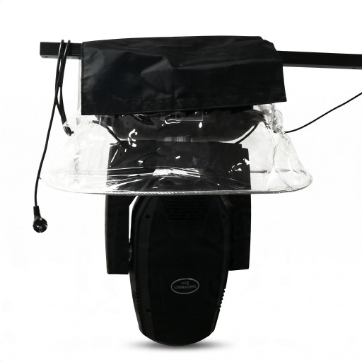 Capa contra a chuva para cabeça rotativa de beam light com proteção da base e do visor transparente com capô preto para eventos ao ar livre