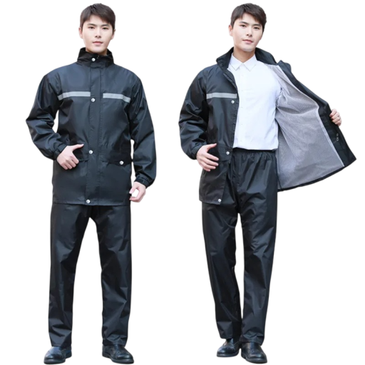 Capa de chuva para moto unissexo preta conjunto de casaco e calças proteção contra a chuva condução de moto uso exterior
