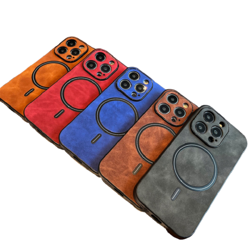 Capa de pele com suporte MagSafe para iPhone 15 Pro