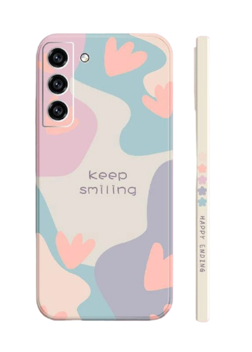 Capa de silicone com padrões para Samsung Galaxy A14, "Keep smiling"