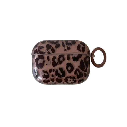 Capa de silicone irresistível com padrão de leopardo para AirPods Pro, capa de proteção luxuosa com chaveiro para auscultadores