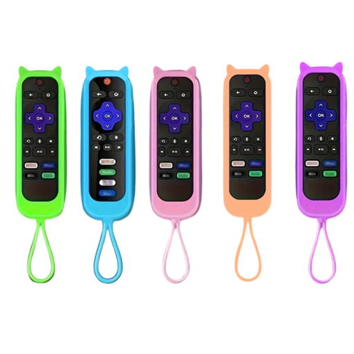 Capa de silicone para comando 14 x 4,5 cm Orelhas de gato Brilhante no escuro Capa protetora para TCL Hisense Roku TV Design antiderrapante