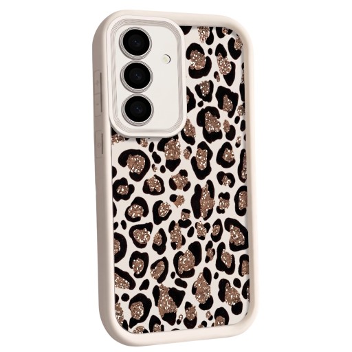 Capa de silicone para Samsung Galaxy S24 Ultra S com padrão de leopardo Moldura de proteção da câmara Bordas elevadas Capa de telemóvel