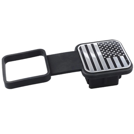 Capa impermeável para engate de reboque 2 polegadas TPU protetor à prova de poeira para ficha quadrada com padrão da bandeira americana prateada Capa resistente