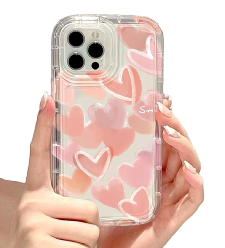 Capa protetora transparente com motivo de corações rosa para Samsung Galaxy A14 5G