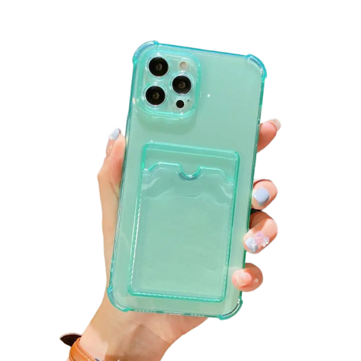 Capa transparente com compartimento para cartões para iPhone 15 Pro Max