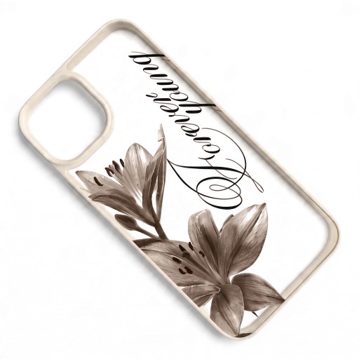 Capa transparente e resistente a impactos para iPhone 17 Pro com motivo vintage de lírios e a inscrição Forever young