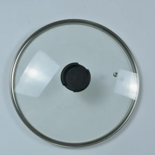 Capac de sticlă pentru oală de 20 cm cu mâner din plastic și orificiu de evacuare a aburului