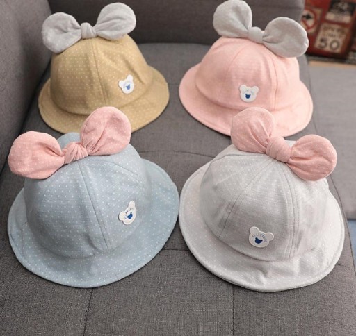 Cappello a pois per bambini con fiocco